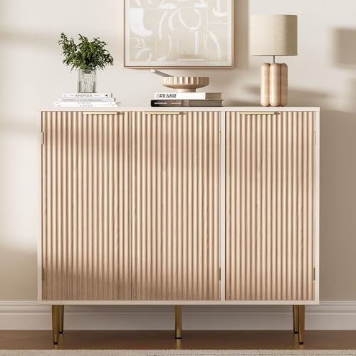 Housoul Fluted Sideboard Buffet with 3 Doors...