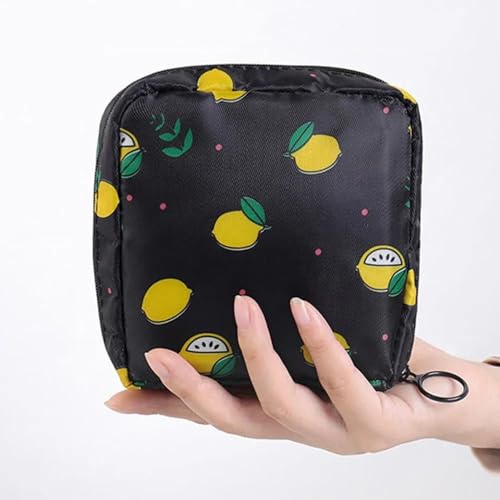Image of KASHIVAL Sanitary Napkin Storage Pouch Set, Fabric Zippered Water-Resistant Organizer for Menstrual Pads, Tampons, Cosmetics, Small Essentials Multicolor Design Sanatory Bag