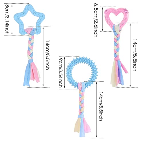 Juguetes Masticables para Dentición de Cachorros, 3 Piezas Juguetes de Dentición para Cachorros con Cuerdas de Algodón Juguetes Interactivos para Mascotas para Cachorros Pequeños y Perros Medianos - imagen 2