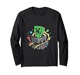 Minecraft Creeper in Minecart with Diamonds and Ores Long Sleeve T-Shirt