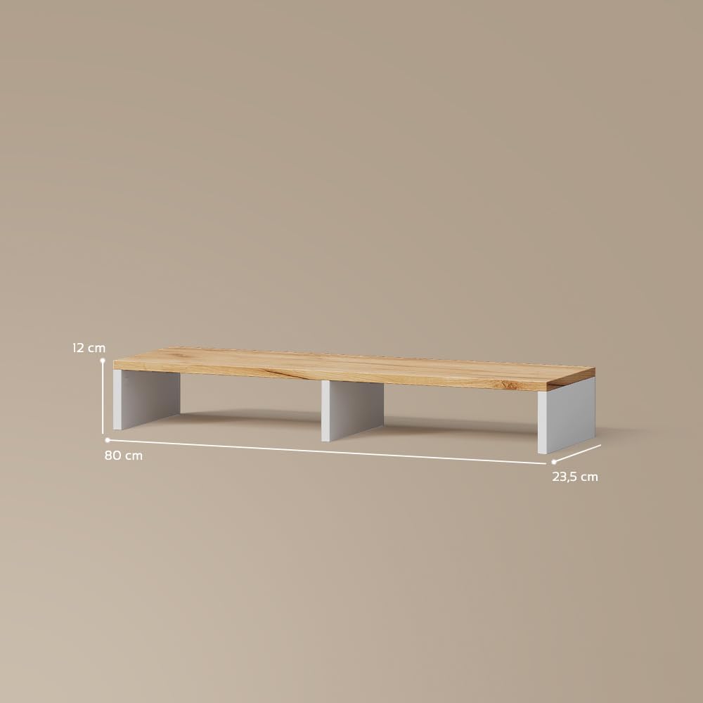 Livinity Support de Moniteur Lorena, Chêne Blanc/Force de l'or, 80x12cm
