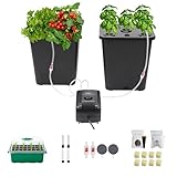 LAWNFUL Hydroponic Buckets System provides total solution from germination to harvest. It is a multiple plant Deep-Water-Culture hydroponic garden. IDEAL HYDROPONIC BUCKET KITS: 2x Hydroponic Buckets (10L/2.6 gal), 2x Water Level Indicators, help you...