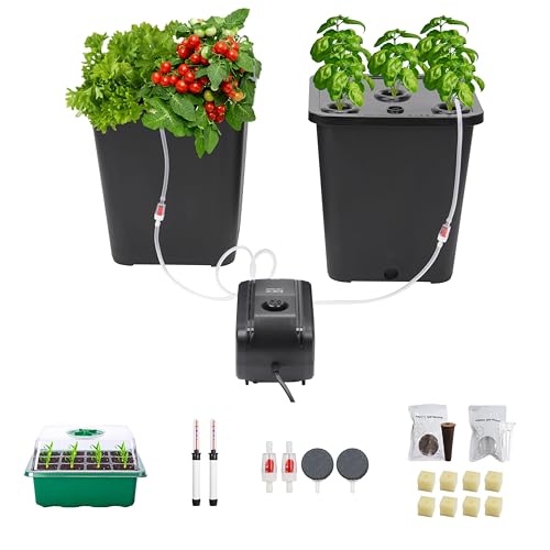 DWC Hydroponic Buckets Kit with Air Pump & Tray