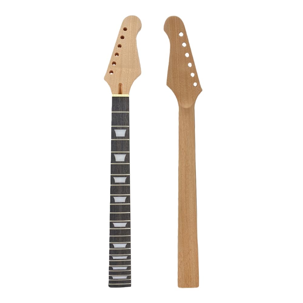 Gitara elektryczna gryf mahoń zamiennik 22 progi 65 cm palisander podstrunnica biała doniczka wkładka śruba na pięcie