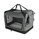 VOUNOT Hundebox faltbar, Transportbox Katze Hunde, Hundetasche, Oxford-Gewebe, Netzstoff, Atmungsaktiv, Transportabel, Metallrahmen, mit Griffen, Taschen, 60x44x44cm M, Grau