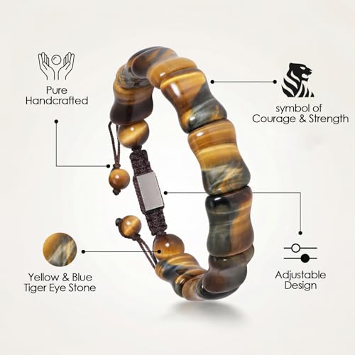 Pulsera de Ojo de Tigre de Piedra Natural Ajustable miniatura 3