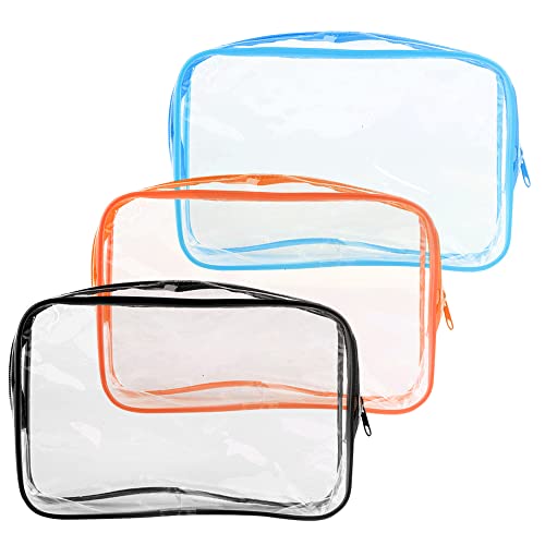 Trousse de toilette transparente, lot de 3 sacs de voyage transparents avec fermeture éclair pour femmes, hommes, vacances, salle de bain et organisation, Multicolore, 3 PCS Cover