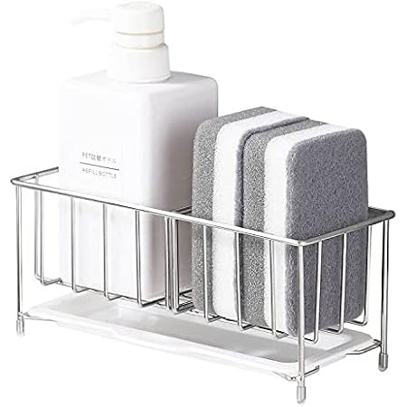 Amazon Co Jp 山崎実業 Yamazaki 水が流れるスポンジ ボトルホルダー ホワイト 約w25xd10xh9 5cm タワー スポンジラック スポンジ置き 水切り機能 5016 ホーム キッチン