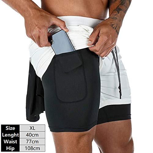 Yongqin Shorts masculino 2 em 1 para corrida, esportes, casual, para uso ao ar livre, com vários bol