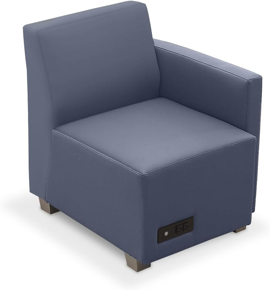 NBF Ergonomic Armless Office Lounge Chair - Office Guest Chairs for Conference Room - Reception Chairs with Silver Legs and Williamsburg Polyurethane, 25.25" W, Grey