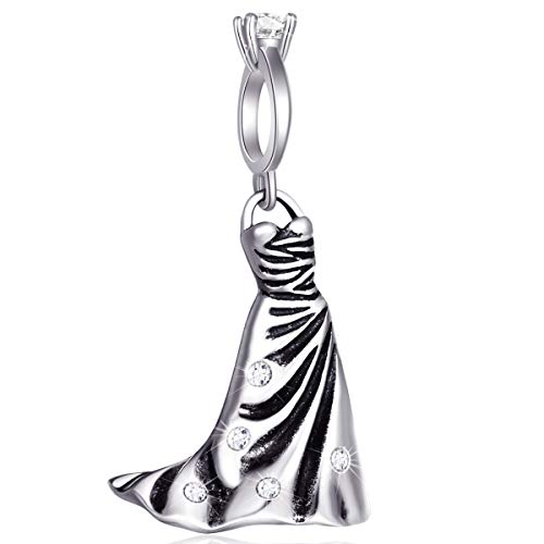 Wedding Theme Charms, 925 Sterling Silver Wedding Dress Ring Dangle, Butterfly, Bouquet Flower,Cheongsam,Fu Bag, 