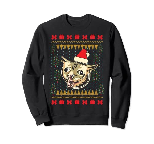 Ugly Christmas Sweater Houghing Cat Meme Sweatshirt