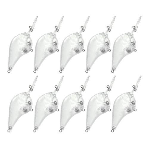 Lure Blanks, 10pcs Crankbait Wobblers DIY Blank Hard Lures Kit Unpainted Fishing Baits Sets Durable Fishing Tackle Accessory for Swimming Bass Trout Salmon Perch Freshwater Saltwater Topwater