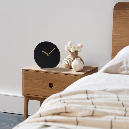 SOFFEE DESIGN 6'' One-Piece Table Clocks Without Scale Modern Minimalist Style Decoration, Iron Silent Quartz Desk Clock Creative Ornaments, Battery Operated Non Ticking for Home Office, Black - Image 4
