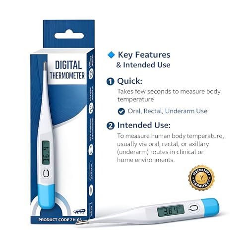Image of Digital Thermometer With Quick Measurement For Fever Temperature Machine Clinical Thermometer Body Temperature Thermometer For Kids & Adults thermometer For Oral, Underarm & Rectal