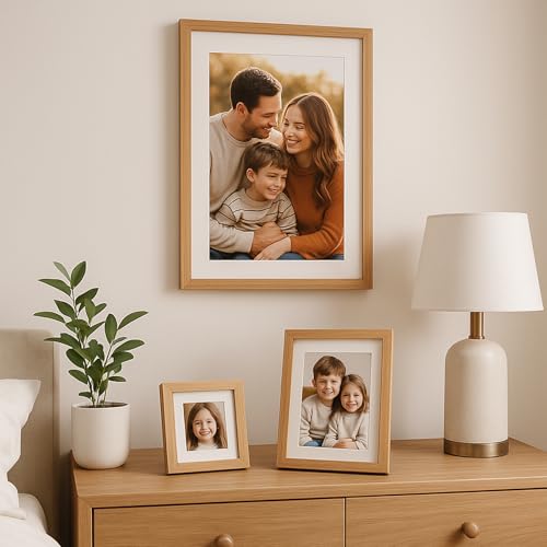 6x6 Oak Wood Picture Frame - Minimalist 6x6 Picture Frame, 6"x6" Frame Wood, Natural Solid Wooden Picture Frames for Wall Art Photo and Prints(1 Pack, Beige)