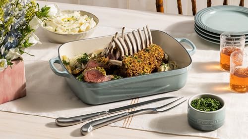 Image of Le Creuset Enameled Cast Iron Rectangular Roaster, 5.25 qt., Sea Salt | 5.25 qt. (9.8 inch x 13 inch)