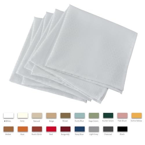 Image of maxmill Cloth Napkins 20 x 20 Inch Weaved Texture Pattern Soft Comfortable and Luxury Serviette for Restaurant Family Dinners Weddings Parties and Banquets Set of 4 Pieces, White