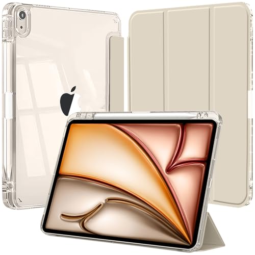 Coque pour iPad Air 11 Pouces M4/M3/M2 (2026/2025/2024), iPad Air 5eme/4eme Génération 10,9 Pouces 2022/2020 avec Porte Pencil, Étui Arrière Transparent...
