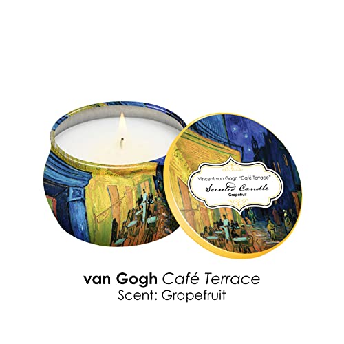 Fine Art Inspired Scented Candles Gift Set, Aromatherapy 8% Essential Oil Fragrance, 4 Pack 4.4 Oz Soy Wax Candles, Reusable Decorative Tin, 25-30 Hour Burn Time Each Candle | Van Gogh At Night #TOP2