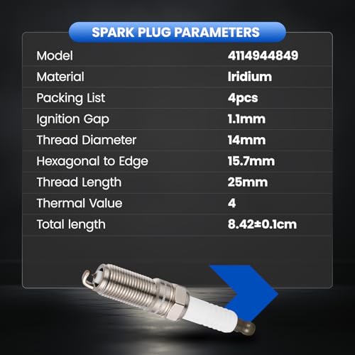 Image of 4114944849 Iridium Spark Plugs 16 Pack - Compatible with Dodge Ram 1500 2003-2008, 5.7L V8 Engine - Replaces 4114944849 Spark Plug