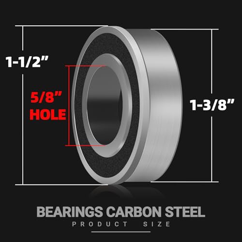 (4-Pack) 5/8" Bearings Carbon Steel - ID 5/8" x OD 1-3/8" Applicable Lawn Mower, Wheelbarrows, Carts and Hand Trucks Wheel Bearings Replacement
