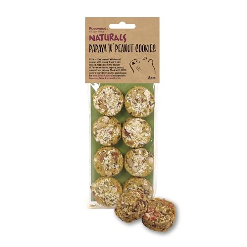 Rosewood Naturals Papaya n Peanut Cookies Small Animal Treats for Hamsters Gerbils Mice and Rats 80g