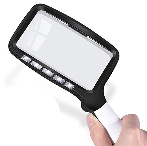 Klappbar Leselupe, 2X Handlupe mit 5 LED Fach Vergrößerung, leichte Leselupe für Senioren und Kinder, Kinder Hobby, Handwerk und Schmuck- Hohe Klarheit und Leichtgewicht Cover