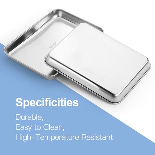 Image of JMU Medical Surgical Stainless Steel 50 Pcs, 10.24 inch x 7.87 inch x 1.18 inch Dental Lab Instrument Trays, Flat Tray