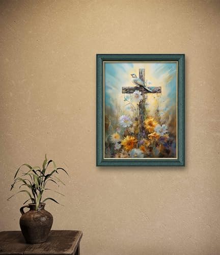 Image of Leczany Cross Stitch Stamped Kit for Beginner - Birds and Crosses | DIY Embroidery Starter Patterns Craft Kit Needlepoint for Adults | 11CT, 3 Strands | 13x16.9 inches