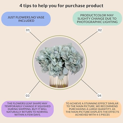 Image of Art Street Artificial Blue Hydrangea Flower Stick for Vases| Faux Flowers| Ideal for Home Decor |Items for Living Room |Christmas Day, New Year Decor| 6 Head Flower|Size: 18 Inch (Set of 4)