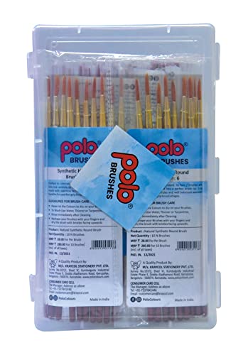 Image of polo Synthetic Hair Round Brushes | 5 Pack of 10 | Professional Fine Detail Paintbrush Set for Artis