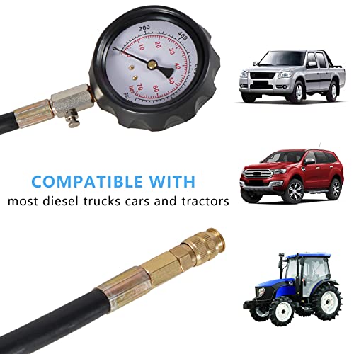 Image of 17Pcs Diesel Engine Compression Gauge Tester Cylinder Pressure Test Tool Kit with Case for Car & Truck