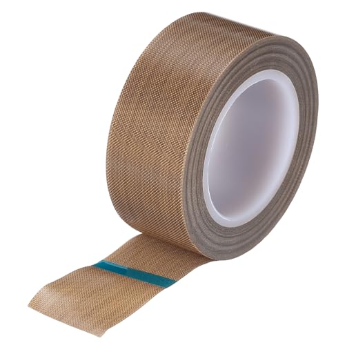 Image of MECCANIXITY 10m /33 Feet,25mm /1 Inch PTFE Tape,PTFE Fabric Tape,Adhesive PTFE Film Tape for Vacuum Sealer Machine,Hand Sealers High Temperature,Brown
