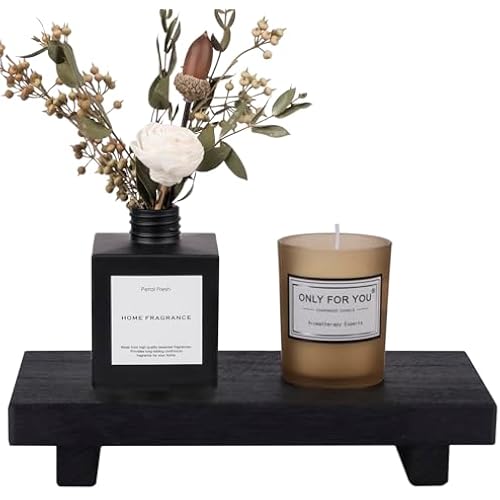 Wood Bathroom Tray Farmhouse Decor Kitchen Soap Holder, 8.7" x 3.6" Black