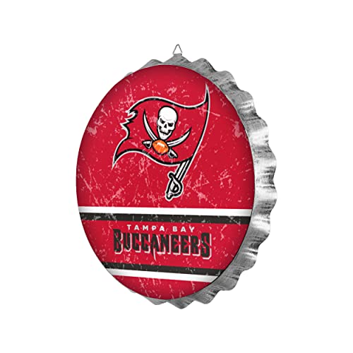 Tampa Bay Buccaneers 13” Jumbo Metal Distressed Bottle Cap Wall Sign – Limited Edition FOCO Buccaneers Sign – Represent the NFL and Show Your Spirit with Officially Football Fan Gear