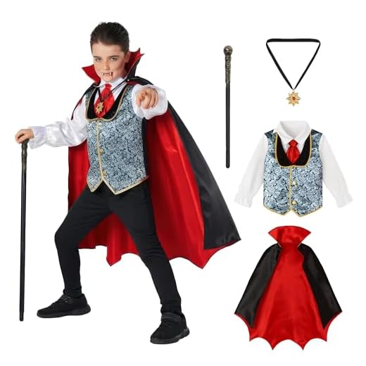 Morph Costumes Kids Vampire Costume Boys Vampire Cape Dracula Outfit Toddler Scary Halloween Costume For Toddlers 3-4 Years