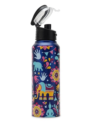 VOIK Mandana Steel Water Bottle | Flipper Bottle 750ML | Steel Water Bottle For Kids | Easy To Carry Stainless Steel Leak Proof | BPA Free & Non Toxic