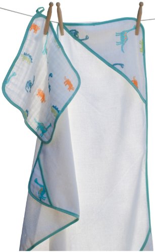 Angel Dear Hooded Towel and Washcloth, Dinosaur