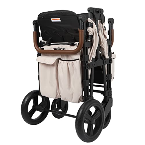 Keenz Xc+ 2.0 - Luxury Comfort Stroller Wagon | Foldable 4 Passenger Quad Seater With Adjustable Canopy | Cream #TOP4