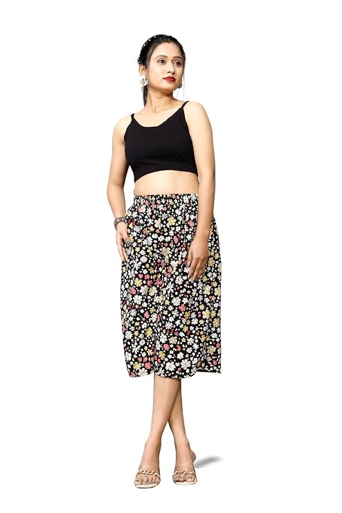 Image of Viscose Rayon Flared Printed Plazzo Palazzo Pants, Loose /Relaxed Fit Regular, Office Wear, Casual Wear Comfortable, Trouser Pants for Girls & Women Black Kerri Design (S to 3XL Size)