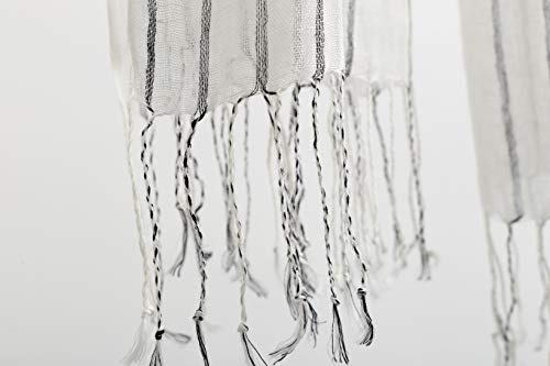 Jeelow 100% Linen Lightweight Striped Light Scarf Shawl Wrap For Men & Women (White Linen Black Stripes) #TOP5