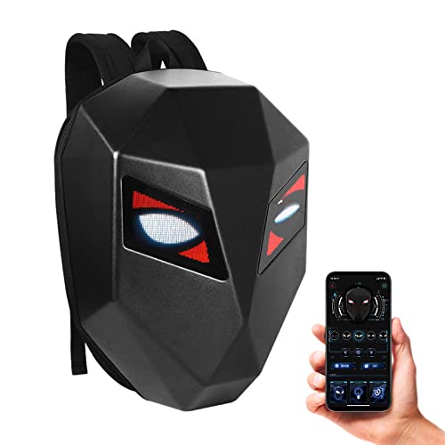 LEI JARVIS LED Motorcycle Hard Shell Backpack，High-Capacity Helmet Waterproof Backpack Laptop Bag With Programmable Screen，DIY Men And Women'S Outdoor Bicycle Personalized Travel Backpack, Black,