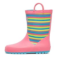 Peter Storm Kids' Stripe Wellies with Grippy Outsole and Pull Handles, Kids' Wellington Boots, Children's Wellies, Children's Wellington Boots, Pink, UK1