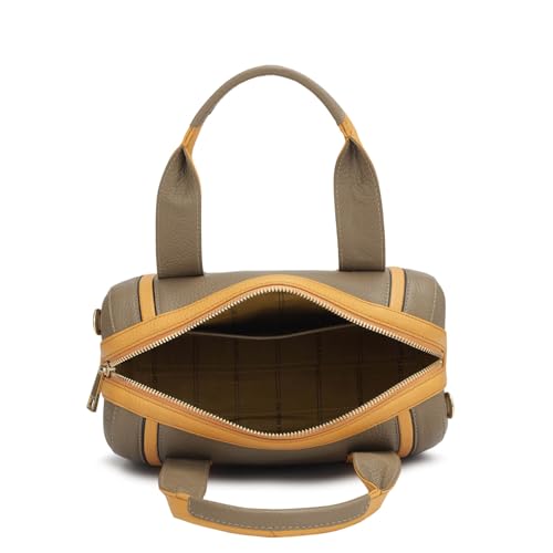 Image of Da Milano Leather Satchel Bag for Women - Greyish Taupe