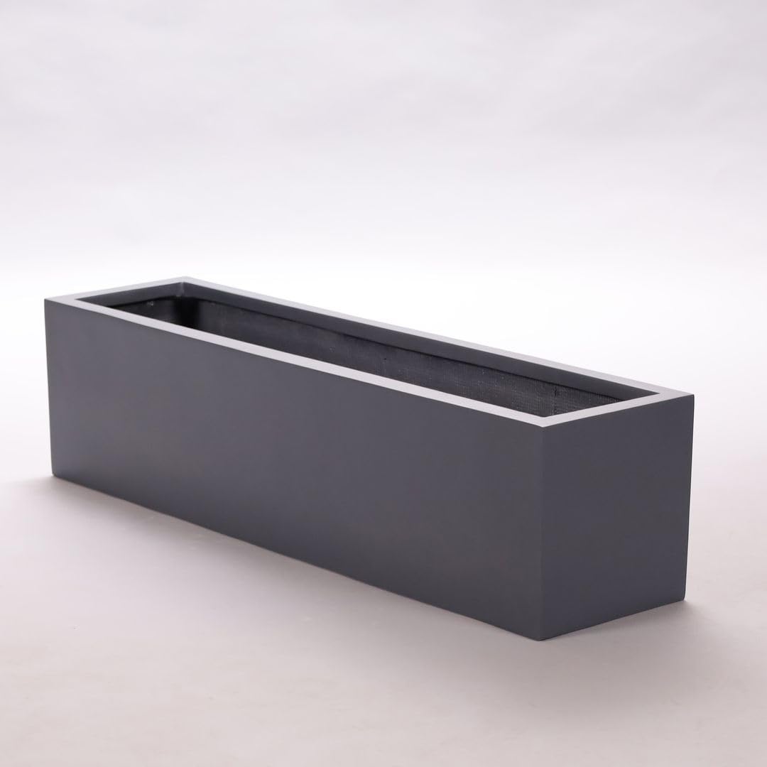 Pflanztrog Blumentrog Fiberglas 100x25x25cm anthrazit metallic
