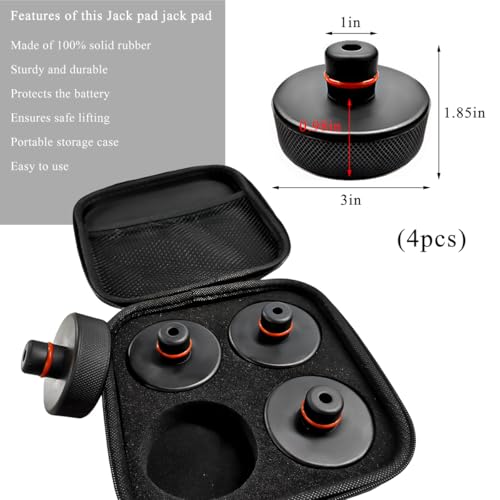 Image of Ohleats 4 PCS Lifting Jack Pads Compatible for Model 3 /Y /S /X, Upgraded Jack Stand Rubber Pads to Protect Battery and Chassis, Rubber Lift Jack Pucks with A Storage Case, Car Accessories