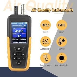Monitor Della Qualità Dell'aria, Rilevatore CO2 PM0,3/2,5/10um, Monitor di Temperatura e Umidità Altamente Sensibile a 3 Canali 0~1000μg/m³USB Ricaricabile