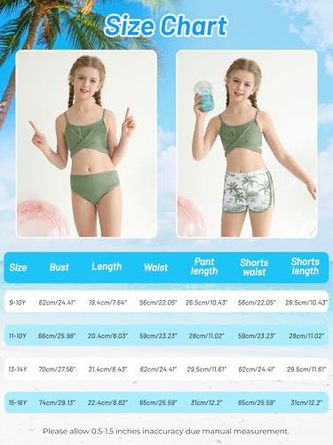 Image of Girl's 3 Piece Bikini Set Cross Strap Swimsuits for Girls Bathing Suit with Shorts Teen Swimwear Swimming Suit