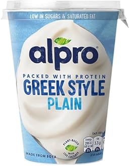Alpro Greek Style Plain, Plant-Based & Soya Yoghurt Alternative, Vegan & Dairy Free, 400g